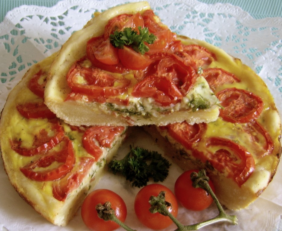 Quiche cu branza si rosii