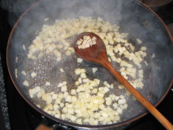 Risotto cu mere si ciocolata alba