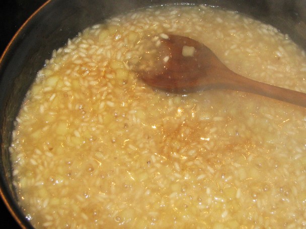 Risotto cu mere si ciocolata alba