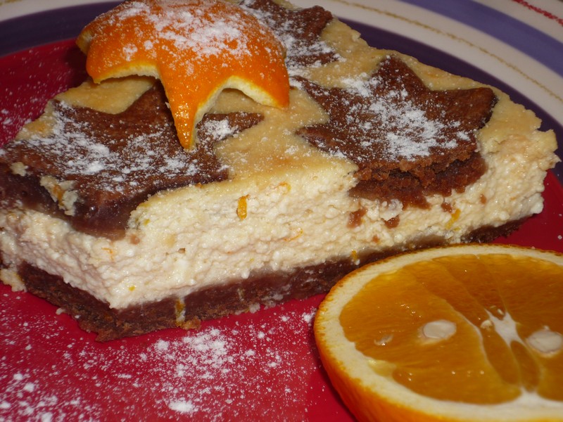 Prajitura cu ciocolata, branza dulce si portocale