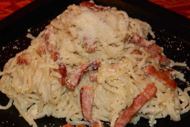 Spaghete carbonara, reţetă cu smantana