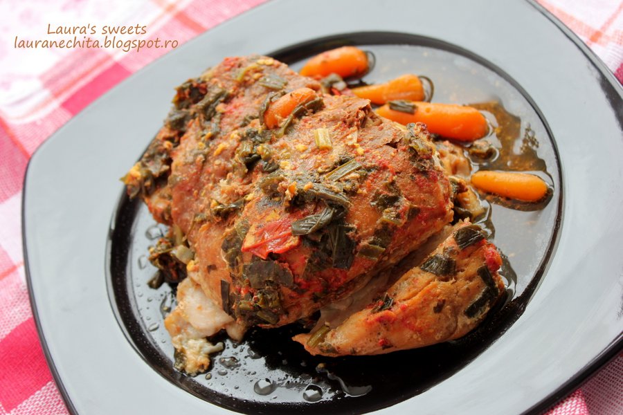 Pulpa de porc in sos de ceapa verde si leurda la slow cooker Crock-Pot