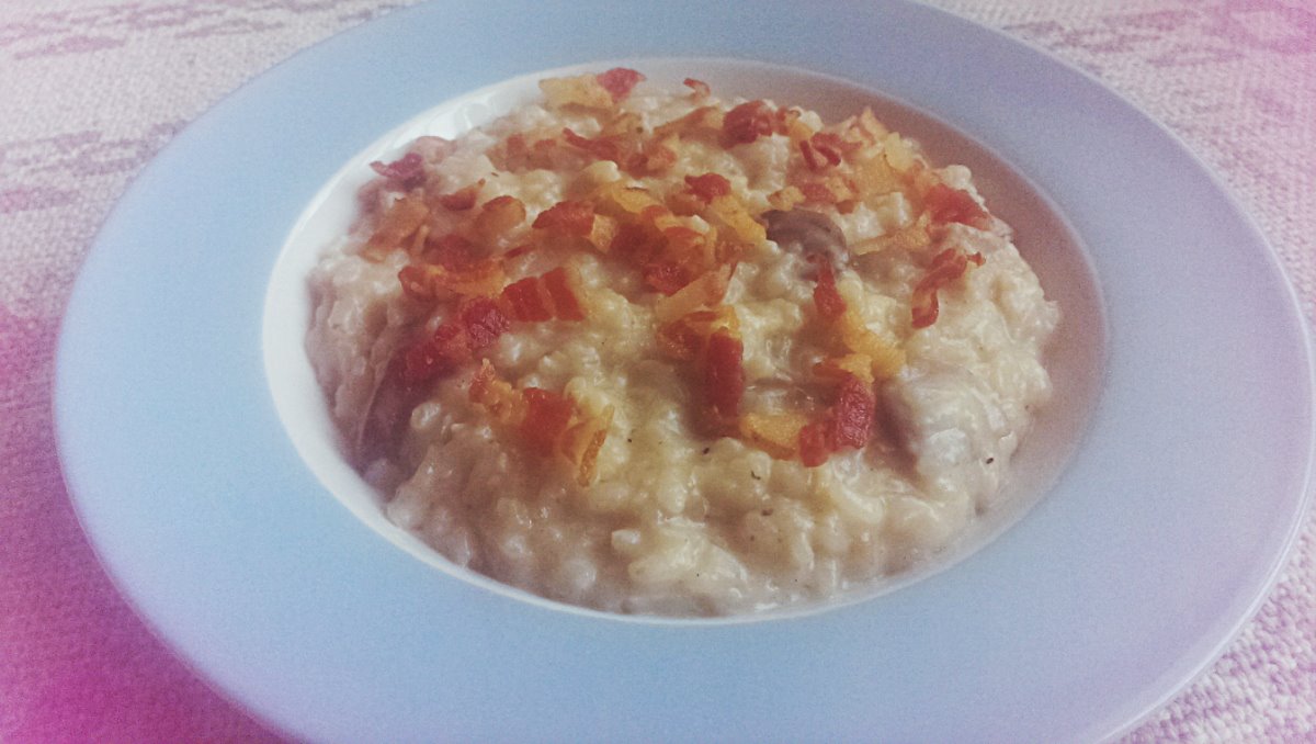 Risotto cu mix de ciuperci si costita crocanta