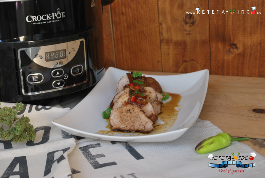 Muschiulet de porc cu sos teriyaki la slow cooker Crock Pot - Reteta-Video