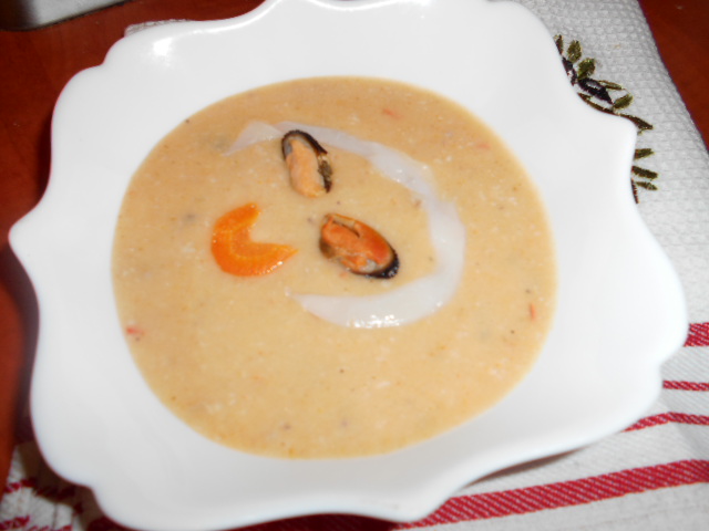 Supa crema cu fructe de mare