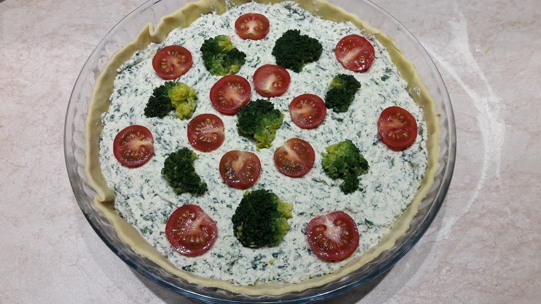 Tarta cu branza, broccoli si spanac