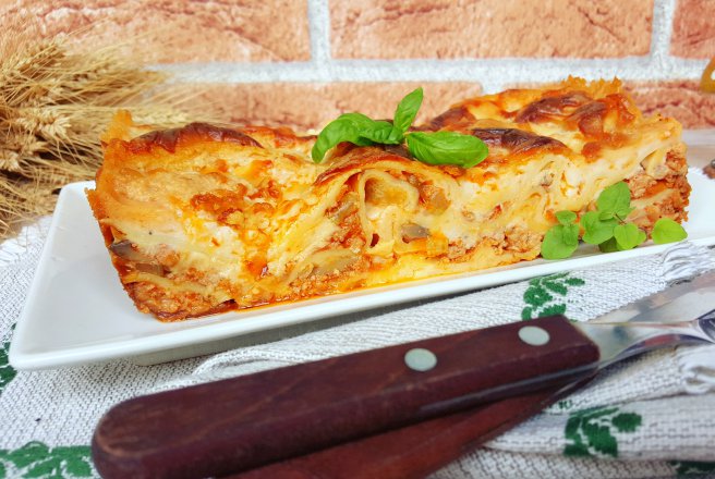 Lasagna cu carne de pui si ciuperci