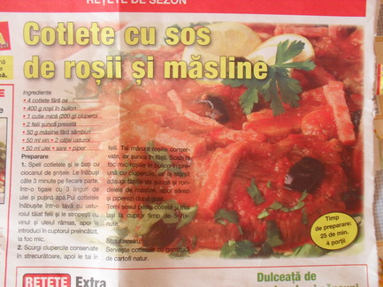 Cotlete cu sos de rosii si masline