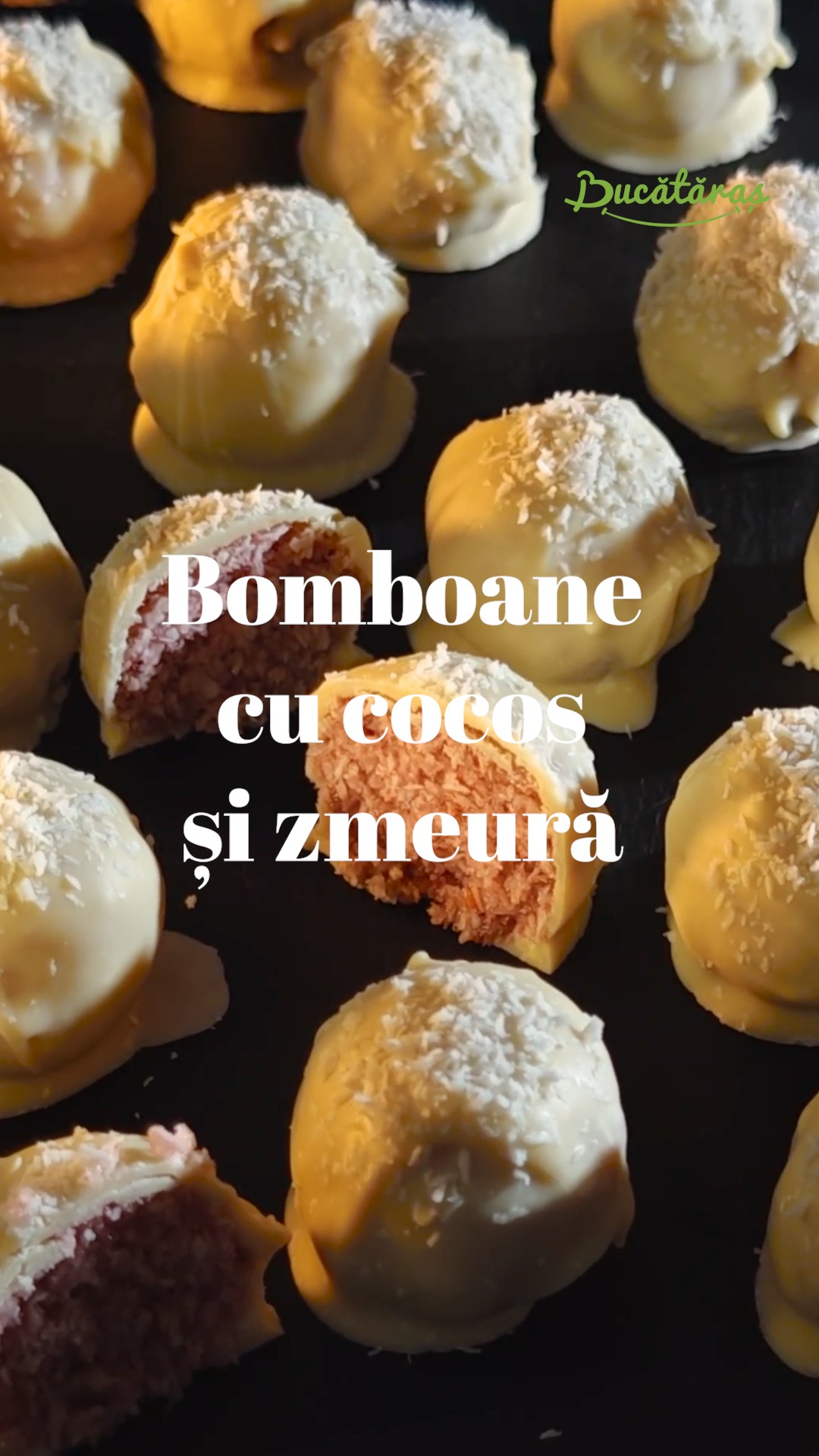 Bomboane cu nucă de cocos și zmeură - Desert super rapid și delicios